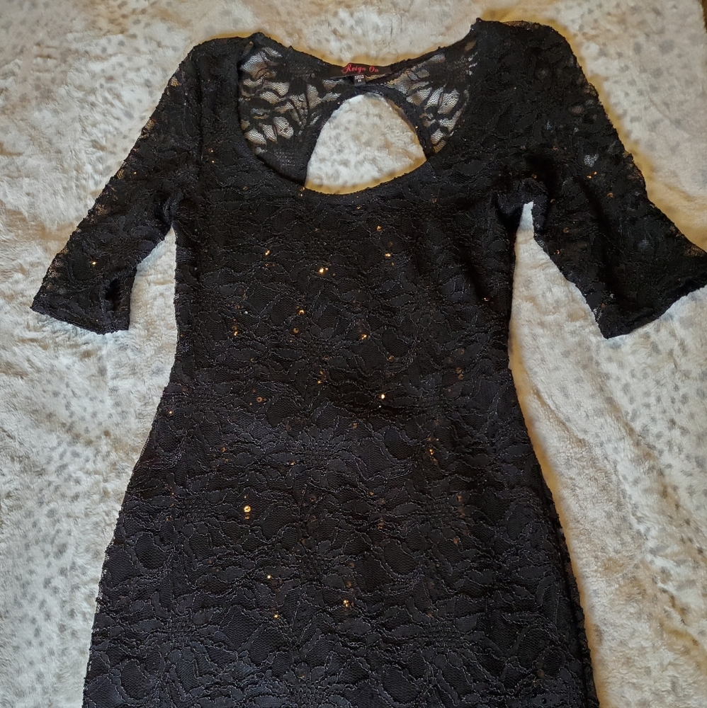 VGUC Black lace sequin dress